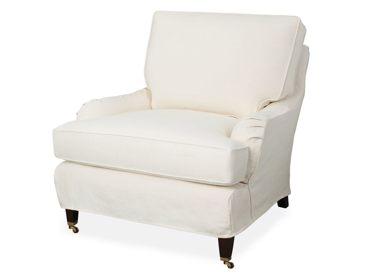 Batten Slipcovered Chair with Casters | Armchairs, Living ...