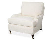 Batten Slipcovered Chair with Casters