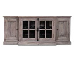 wood media console with doors