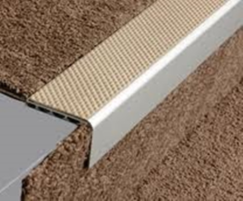 Aluminium Square Anti Slip Carpet Stair Edge Nosing 2.5m. National Stair Nosings & Floor Edgings
