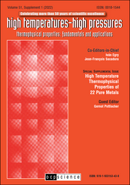 High Temperatures - High Pressures Special Supplement Issue: High Temperature Thermophysical Properties of 22 Pure Metals (PDF)