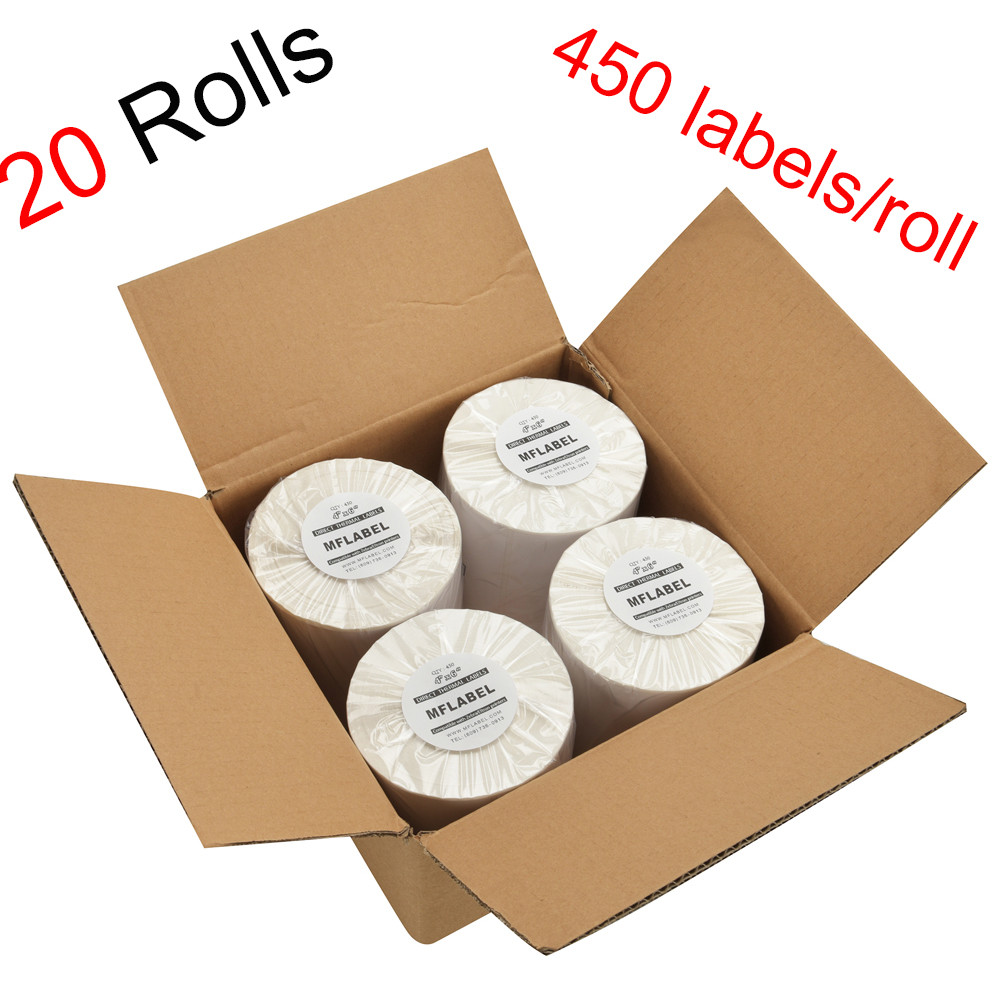 MFLABEL® 20 Rolls of 450 4x6 Direct Thermal Blank Shipping Labels