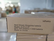 InPoetry 500 Half Sheet Laser/Ink Jet USPS UPS FedEx Shipping Labels 