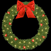 Traditional Building Mount Wreaths with Red Ball Clusters
