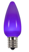 BOX QTY: 25 BULBS
CASE QTY: 1000 BULBS
Smooth Purple: These lights will have you wanting to bath in purple rain. Prince would approve of the smooth soothing color of these purple LED bulbs.  The classic style and high quality of these bulbs require low to zero maintenance. The low energy using LED’s generate a vibrant glow that lasts seven times longer than other bulbs. When accented with yellow and green LED’s these bulbs will make your party feel like Bourbon Street this Mardi Gras. 

•	Each bulb has three professional grade LED's inside to create a bright glow. 
•	The low watt LED bulbs allow for you to make longer runs while using low amounts of energy. 
•	The bulbs remain cool to the touch because of the low energy LED bulbs inside. 
•	These durable smooth textured bulbs have a 60,000 hour lifespan
•	We use nickel platted bases instead of brass to prevent corrosion.
•	Now you can get an LED C9 lamp without the faceted caps. These lamps remind us of the old opaque/ceramic bulbs of the past.
•	Indoor and Outdoor use
*Per bulb price varies per bulb color*
