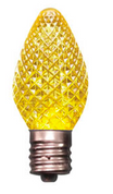 BOX QTY: 25 BULBS
CASE QTY: 1000 BULBS
Shine bright like the gold standard with these bright yellow LED bulbs. These LED yellow bulbs would bring your Mardi Gras party to life when accent with other green and purple LED bulbs. The low energy using LED’s generate a vibrant glow that lasts seven times longer than other bulbs. The durability of these bulbs make them great for lining walk ways or fencing.
•	Each bulb has three professional grade LED's inside to create a bright glow. 
•	The low watt LED bulbs allow for you to make longer runs while using low amounts of energy. 
•	The bulbs remain cool to the touch because of the low energy LED bulbs inside. 
•	These durable smooth textured bulbs have a 60,000 hour lifespan
•	We use nickel platted bases instead of brass to prevent corrosion.
•	Now you can get an LED C7 lamp without the faceted caps. 
•	Indoor and Outdoor use
*Per bulb price varies per bulb color*
