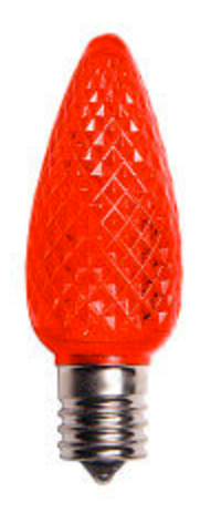 BOX QTY: 25 BULBS
CASE QTY: 1000 BULBS
Retro Fit Red: Christmas eve can be a dark night, so light your house likes Rudolph’s nose this holiday season with these red LED’s. Low energy LED’s are inside of these very durable bulbs that provide your home, business, or displays with a bright vibrant glow. Accented with green bulbs, these red LED’s will make you chant on Dasher, on Dancer, on Prancer and Vixen. On Comet, on Cupid, on Donner and Blitzen!

•	Each bulb has three professional grade LED's inside to create a bright glow. 
•	The low watt LED bulbs allow for you to make longer runs while using low amounts of energy. 
•	The bulbs remain cool to the touch because of the low energy LED bulbs inside. 
•	These durable smooth textured bulbs have a 60,000 hour lifespan
•	We use nickel platted bases instead of brass to prevent corrosion.
•	Now you can get an LED C9 lamp without the faceted caps. T
•	Indoor and Outdoor use
*Per bulb price varies per bulb color*
