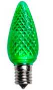 BOX QTY: 25 BULBS
CASE QTY: 1000 BULBS
Bring the look of the north pole’s northern lights to your home or display with these great green LED bulbs. The low energy using LED’s generate a vibrant glow that lasts seven times longer than other bulbs. These durable bulbs make it easy to light up your homes or displays with the red and green spirit of the holidays. St Patrick would be proud of the color of these bulbs. Would look great accented with gold and purple this Mardi Gras.
•	Each bulb has three professional grade LED's inside to create a bright glow. 
•	The low watt LED bulbs allow for you to make longer runs while using low amounts of energy. 
•	The bulbs remain cool to the touch because of the low energy LED bulbs inside. 
•	These durable smooth textured bulbs have a 60,000 hour lifespan
•	We use nickel platted bases instead of brass to prevent corrosion.
•	Now you can get an LED C9 lamp without the faceted caps. 
•	Indoor and Outdoor use
*Per bulb price varies per bulb color*
