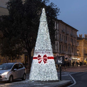 Giant white tree with built-in Red ribbon and bow 