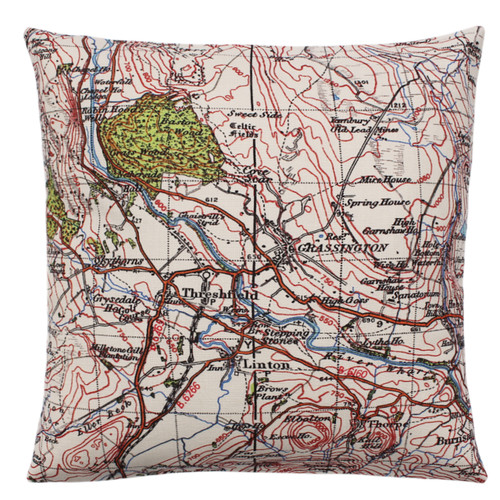 Linen cushion with OS map of Grassington