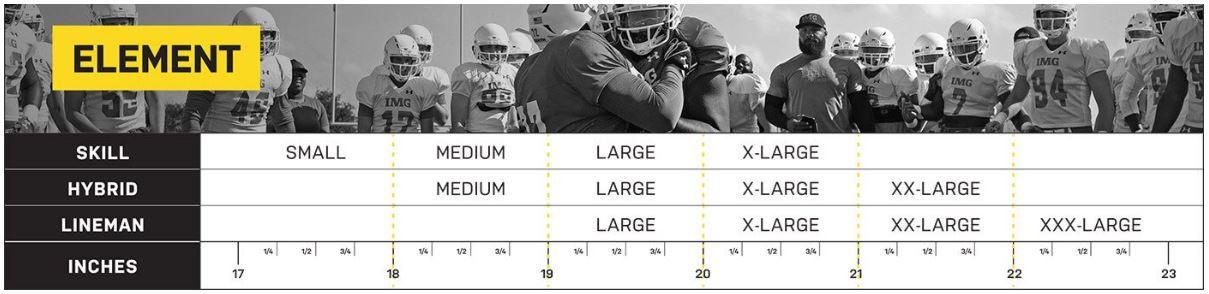 Xenith X2 Size Chart