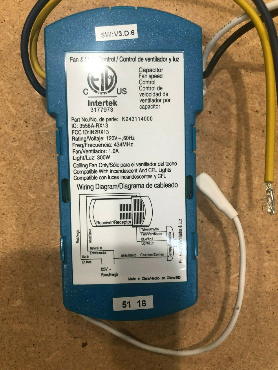 Casablanca Geniune Original Replacement Ceiling Fan Remote Receiver K Value Brothers