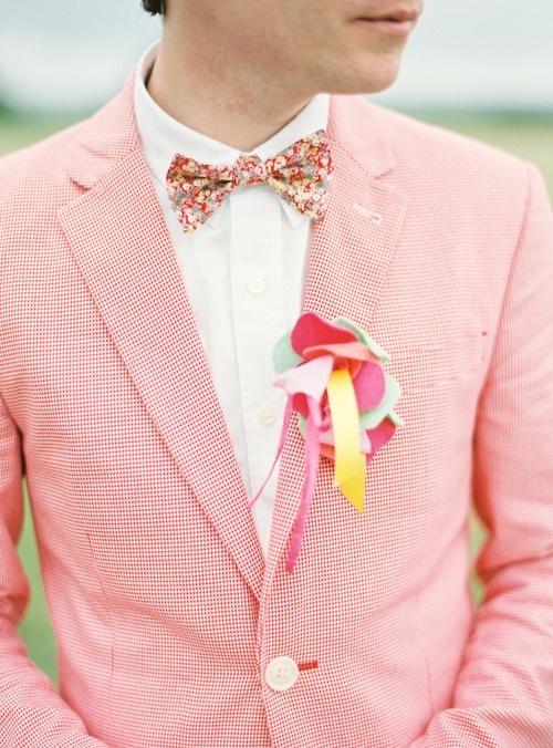 Pink checkered suit for grooms weddings