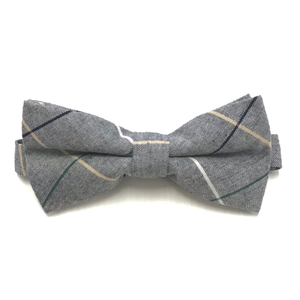 Grey Check Bow Tie (PRE-TIED)