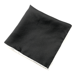 Black Silk Pocket Square (White Trim)