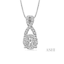 14K White Gold - Round Infinity Style LoveBright Diamond Pendant & Chain 