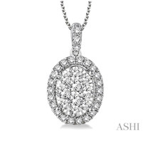 14K White Gold - 1.50CT- PEAR SHAPED ROUND DIAMOND LOVE BRIGHT  PENDANT & CHAIN