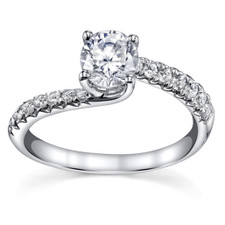 14K WHITE GOLD - OFFSET BYPASS STYLE DIAMOND ENGAGEMENT SETTING (0.26CT)