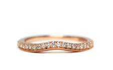 ROSE GOLD CURVED VINTAGE MILGRAIN LADIES DIAMOND WEDDING BAND (0.16CTW)