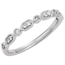 WHITE GOLD VINTAGE SCALLOPED GEOMETRIC DIAMOND BAND (0.10CTW)