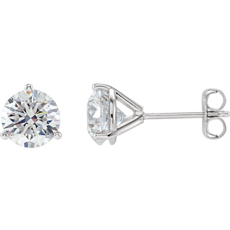 Round Brilliant Diamonds Studs in Three Prong Setting