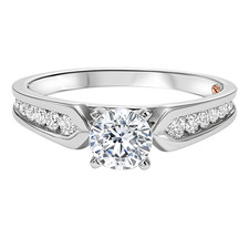 14K WHITE GOLD - CATHEDRAL STYLE CHANNEL SET DIAMOND ENGAGEMENT SEMI MOUNT RING (0.30CT)
