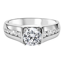 14K WHITE GOLD - FLAT TAPERED CHANNEL SET DIAMOND ENGAGEMENT SEMI MOUNT RING (0.30CT)