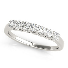 14K WHITE GOLD - SEVEN STONE (0.75CT) ROUND DIAMOND TRELLIS STYLE WEDDING BAND
