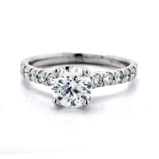 14K WHITE GOLD -  SIX PRONG CROWN HEAD STYLE  DIAMOND ENGAGEMENT RING