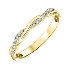 14K YELLOW GOLD - ALTERNATING BRAIDED STYLE DIAMOND WEDDING BAND (0.10CT)
