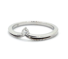 14K WHITE GOLD - VINTAGE MILGRAIN DIAMOND CONTOURED BAND (0.04CT)