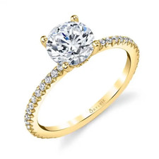 14K YELLOW GOLD - 0.22CT -  SYLVIE PETITE DIAMOND ACCENTED  HIDDEN HALO STYLE ENGAGEMENT RING SETTING