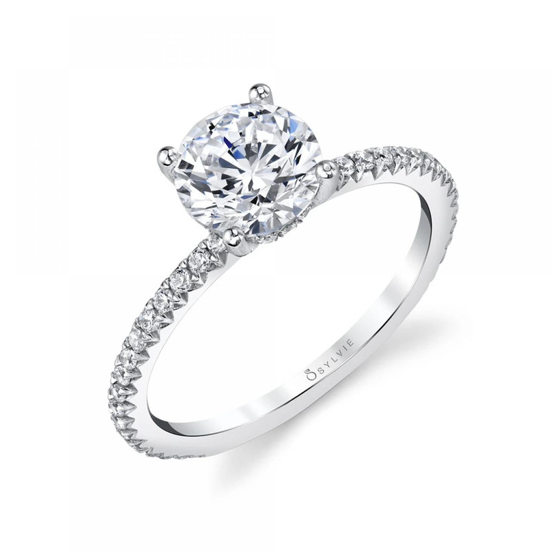 Varenna Jewel Cushion Diamond Halo Engagement Ring with Petite Diamond Band  for 0.35ctw Center – Fey & CO.