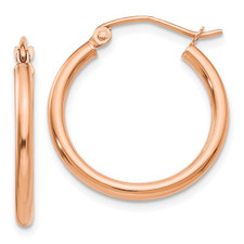 14K Rose Gold - 2 x 20mm High Polished Hoop Earrings