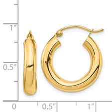 14K Yellow Gold - 2 x 25mm - Flat High Polished Gold Hoop Earrings