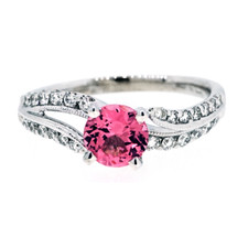 14K White Gold -  0.73ct - Pink Spinel Bypass Style Diamond Fashion Ring