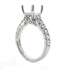 14K White Gold - Shared Prong Cathedral Style Diamond Engagement Ring Setting ( 0.81ct)