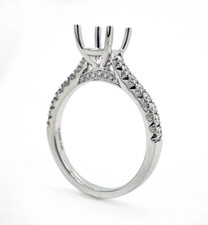 14K White Gold - Shared Prong Cathedral Style Diamond Engagement Ring Setting (0.34ct)