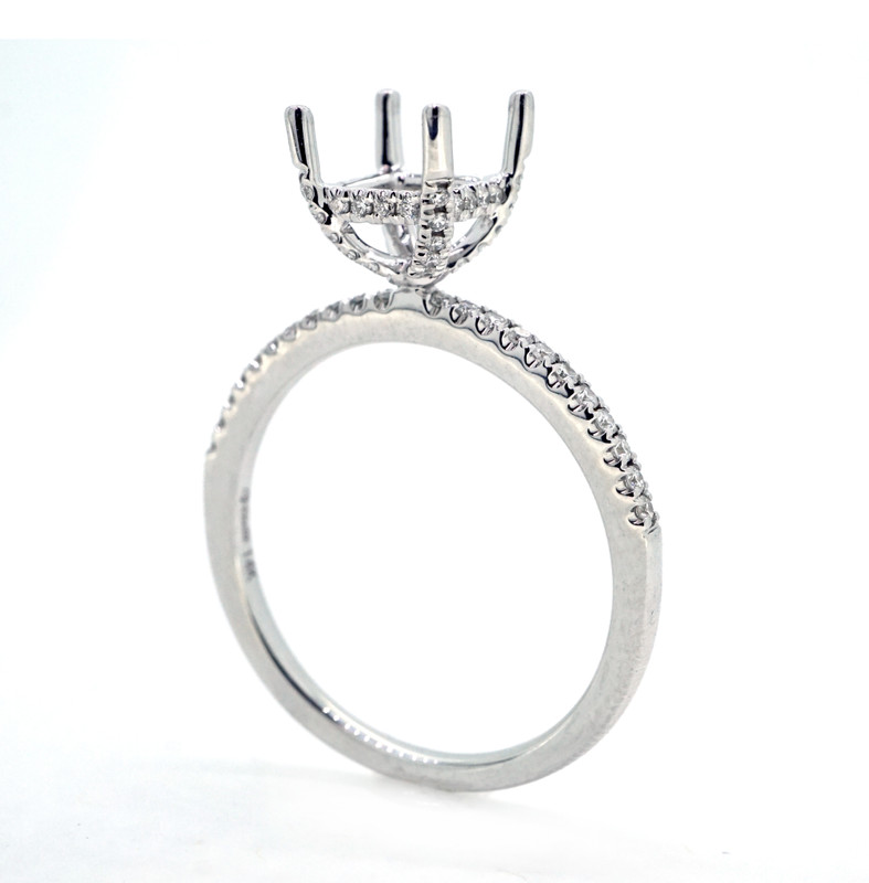 14K White Gold - Petite Hidden Halo Shared Prong Diamond Engagement Ring  Setting (0.20ct) - Edward Warren Jewelers