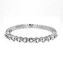 14K White Gold - Simple Single Prong Round Diamond Wedding Band 0.24ct)