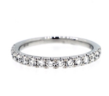 14K White Gold -  Simple Shared Prong Round Diamond Wedding Band  (0.50ct)