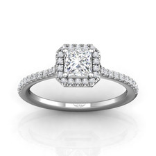 14K White Gold  - Square Halo Petite Diamond Engagement Ring Setting (0.27ct) 