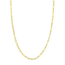 14K Yellow Gold - High Polished Paper Clip Link Necklace - 16 inch 
