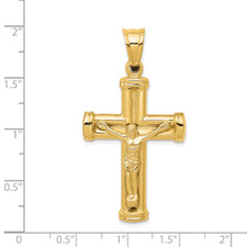 14K Reversible Crucifix Tube Style Pendant