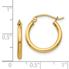 14K Yellow Gold  - 2 x 17mm High Polished Hoop Earrings
