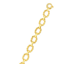 14K Yellow - 10mm Rope Style Oval Link Bracelet - 7.5 inches