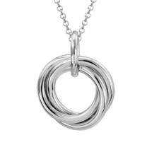 Sterling Silver - High Polished Interlocking Love Knot Pendant & Chain