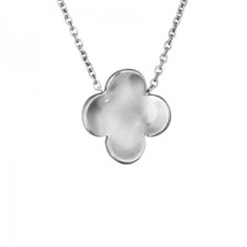 Sterling Silver - Simple High Polished Four Leaf Clover Necklace