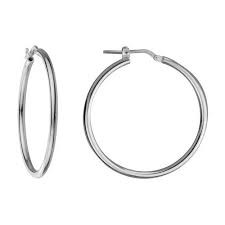 Sterling Silver - 2mm x 34mm - Premium Round Tube Hoop Earrings