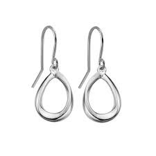 Sterling Silver - High Polished Open Dangling Tear Drop Earrings